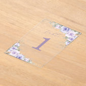 Paarse Bloemen Trouwen Vrijgezellenfeest Tafelnumm Acryl Uitnodigingen (Laagn)