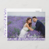 Paarse Bloemen Trouwfoto Dank u Briefkaart (Voorkant / Achterkant)