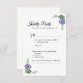 Paarse bloemen Trouwkaart RSVP botanisch Kaart (Voorkant / Achterkant)