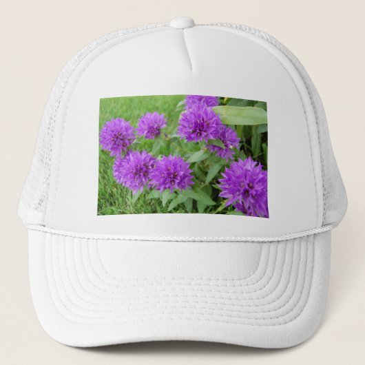 paarse bloemen trucker pet (Voorkant)