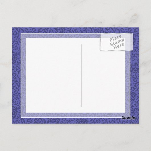 Paarse bloemen Tudor Gardens Damask Briefkaart (Achterkant)