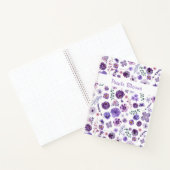 Paarse Bloemen - Tuin Bloemen Patroon Elegant Notitieboek (Binnen)