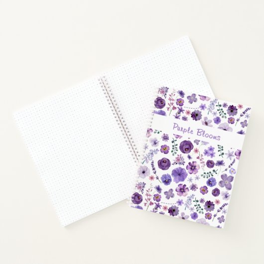 Paarse Bloemen - Tuin Bloemen Patroon Elegant Notitieboek (Binnen)