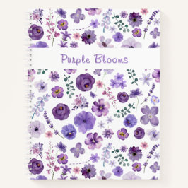 Paarse Bloemen - Tuin Bloemen Patroon Elegant Notitieboek