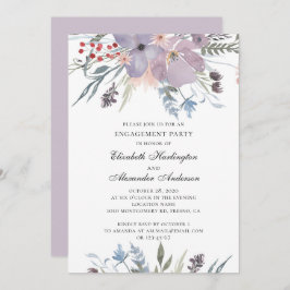 Paarse bloemen. Tuin bloemenverlovingsfeest Kaart