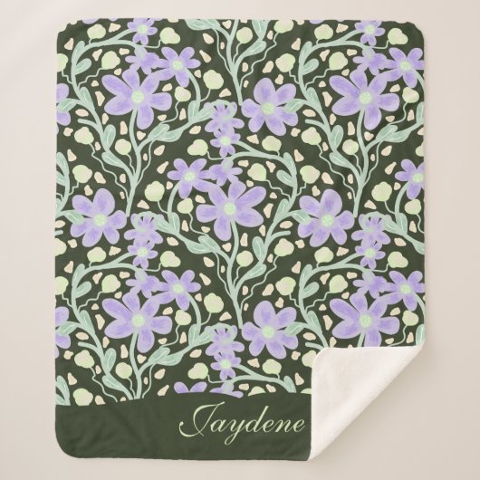 Paarse bloemen tussen de wijnstokken sherpa deken (Voorkant)