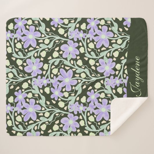 Paarse bloemen tussen de wijnstokken sherpa deken (Voorkant (horizontaal))