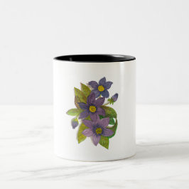 paarse bloemen tweekleurige koffiemok