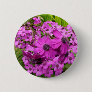 Paarse Bloemen uit San Francisco Ronde Button 5,7 Cm