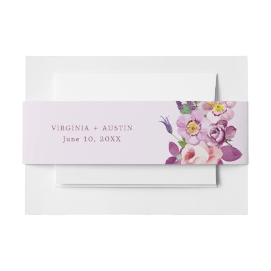 Paarse Bloemen Uitnodigingen Wikkel (Voorkant Voorbeeld)