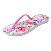 Paarse bloemen van de roze Florence-Waterverf Teenslippers (Schuin)