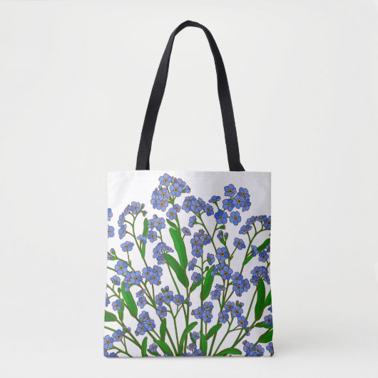 Paarse bloemen, vergeet me niet wilde bloem tote bag (Voorkant)