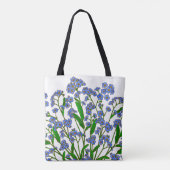 Paarse bloemen, vergeet me niet wilde bloem tote bag (Achterkant)