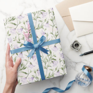 Paarse Bloemen Verjaardag Cadeaupapier