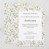 Paarse Bloemen Verjaardag Kaart (Voorkant / Achterkant)