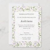 Paarse Bloemen Verjaardag Kaart (Voorkant)