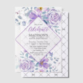 Paarse bloemen verjaardag vellum uitnodigingen (Offset (Uitnodiging))