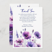 Paarse Bloemen Verjaardagsfeestje Bedanktkaart Bedankkaart (Voorkant / Achterkant)