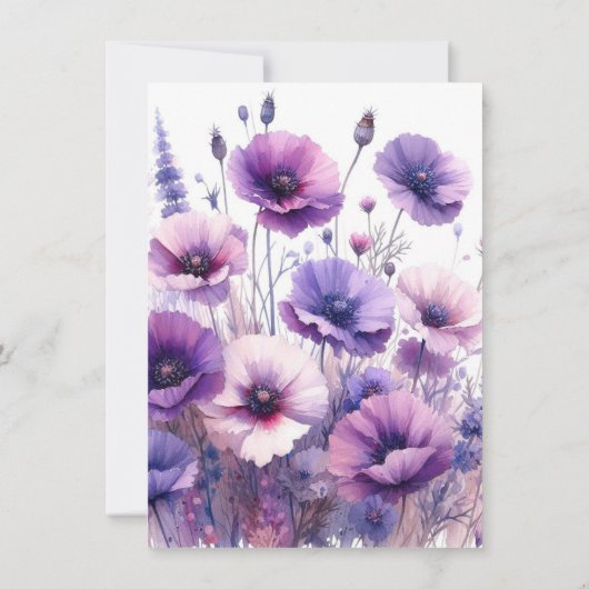 Paarse Bloemen Verjaardagsfeestje Bedanktkaart Bedankkaart (Achterkant)