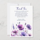 Paarse Bloemen Verjaardagsfeestje Bedanktkaart Bedankkaart (Voorkant)
