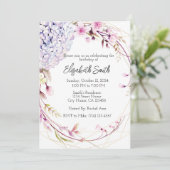 Paarse Bloemen Verjaardagsuitnodiging Sjabloon Kaart (Staand voorkant)