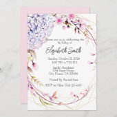 Paarse Bloemen Verjaardagsuitnodiging Sjabloon Kaart (Voorkant / Achterkant)