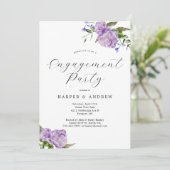 Paarse Bloemen Verlovingsfeest Uitnodiging (Staand voorkant)