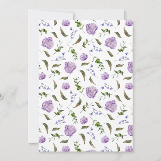 Paarse Bloemen Verlovingsfeest Uitnodiging (Achterkant)