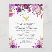 Paarse Bloemen Verpleegkunde School Afstuderen Uit Briefkaart (Voorkant)