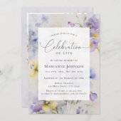 Paarse Bloemen Viering van het Levensmonument Kaart (Voorkant / Achterkant)