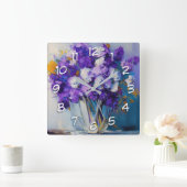   paarse bloemen vierkante klok (Huis)