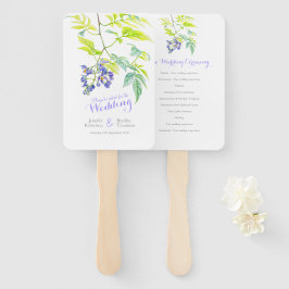 Paarse Bloemen Vine Bloemen Huwelijksprogramma fan Handwaaier