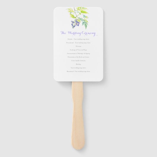 Paarse Bloemen Vine Bloemen Huwelijksprogramma fan Handwaaier (Achterkant)