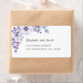 Paarse bloemen. Violet bloemenbruiloft adres Etiket (Insitu)