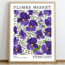Paarse Bloemen Violet Februari Geboorte Bloemen Ma Poster