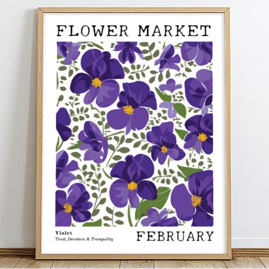 Paarse Bloemen Violet Februari Geboorte Bloemen Ma Poster