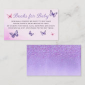 Paarse Bloemen Vlinder Baby shower Boekaanvraag Informatiekaartje (Voorkant / Achterkant)