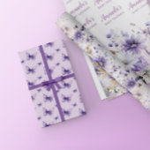 Paarse Bloemen Vlinder Baby shower Gepersonaliseer Inpakpapier Vel