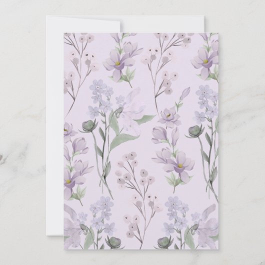 Paarse Bloemen Vlinder Meisje's 1e Verjaardagsfees Kaart (Achterkant)