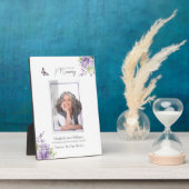 Paarse Bloemen & Vlinder Uitvaart Memorial Fotoplaat (Zijkant)