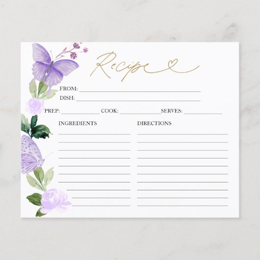 Paarse Bloemen Vlinder Vrijgezellenfeest Recept Ka (Voorkant)