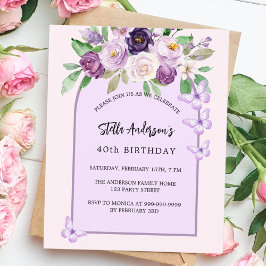 Paarse bloemen vlinders boog budget verjaardag