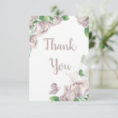 paarse bloemen vlinders bruiloft bedankkaart (Staand voorkant)