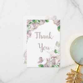 paarse bloemen vlinders bruiloft bedankkaart