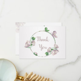 paarse bloemen vlinders bruiloft bedankkaart