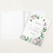 Paarse bloemen & vlinders groen bruiloft planner (Display)