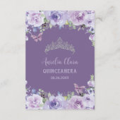 Paarse Bloemen Vlinders Quinceañera Gebed Kaart (Achterkant)