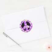 PAARSE BLOEMEN VREDESTEKEN RONDE STICKER (Envelop)