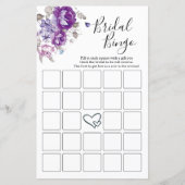 Paarse Bloemen Vrijgezellenfeest Bingo Kaarten (Voorkant)