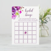paarse bloemen | Vrijgezellenfeest Bingo spel Kaart (Staand voorkant)